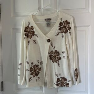 Beautiful Cream Color and Brown Timberlea Sweater